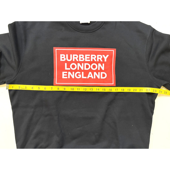 Burberry Sweatshirt Mens Medium Black Red Box London England Logo Crewneck NWT - Picture 4 of 5